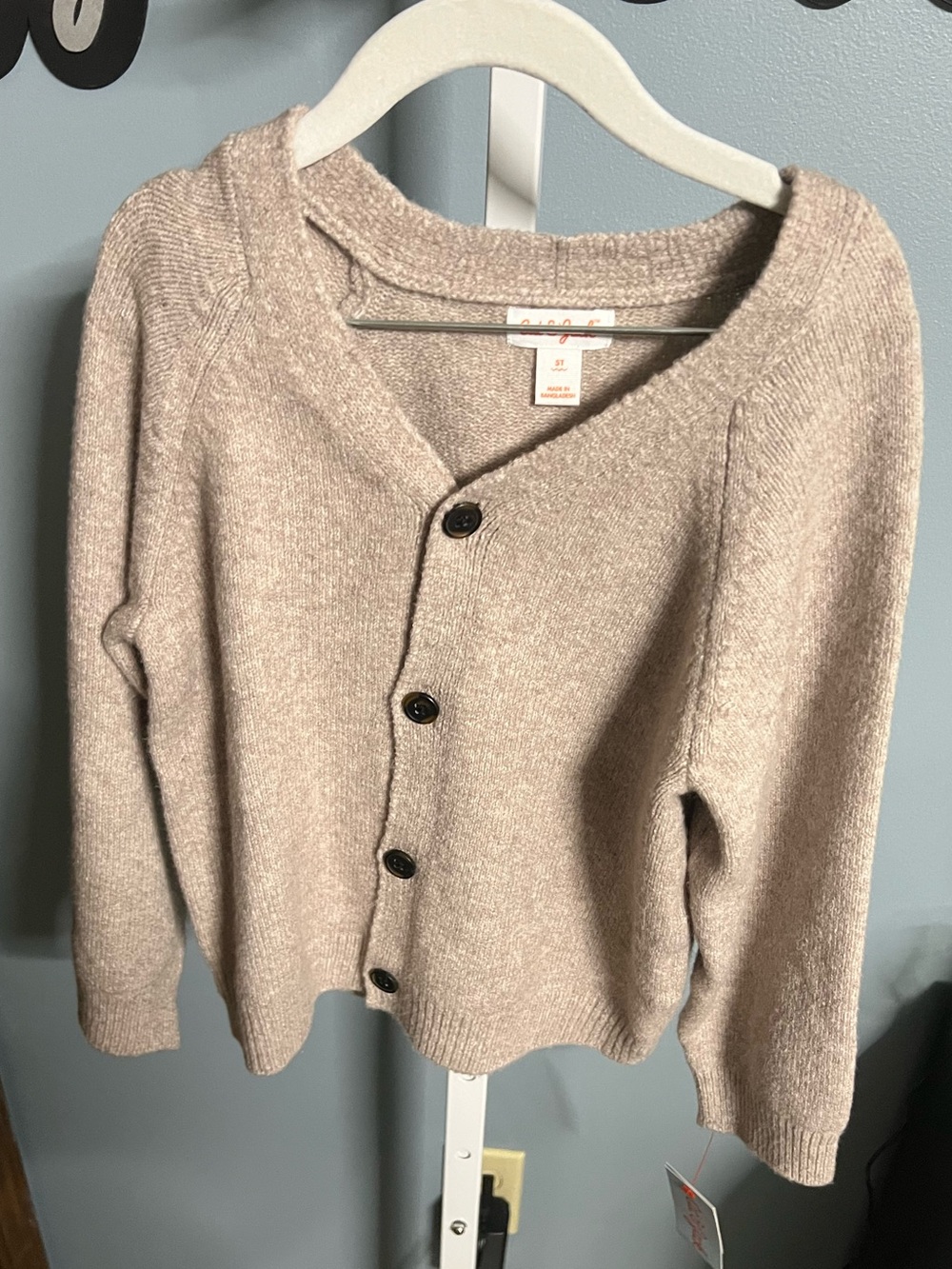 Cat & Jack Boys Heather Tan Button Up Cardigan Sweater 5T